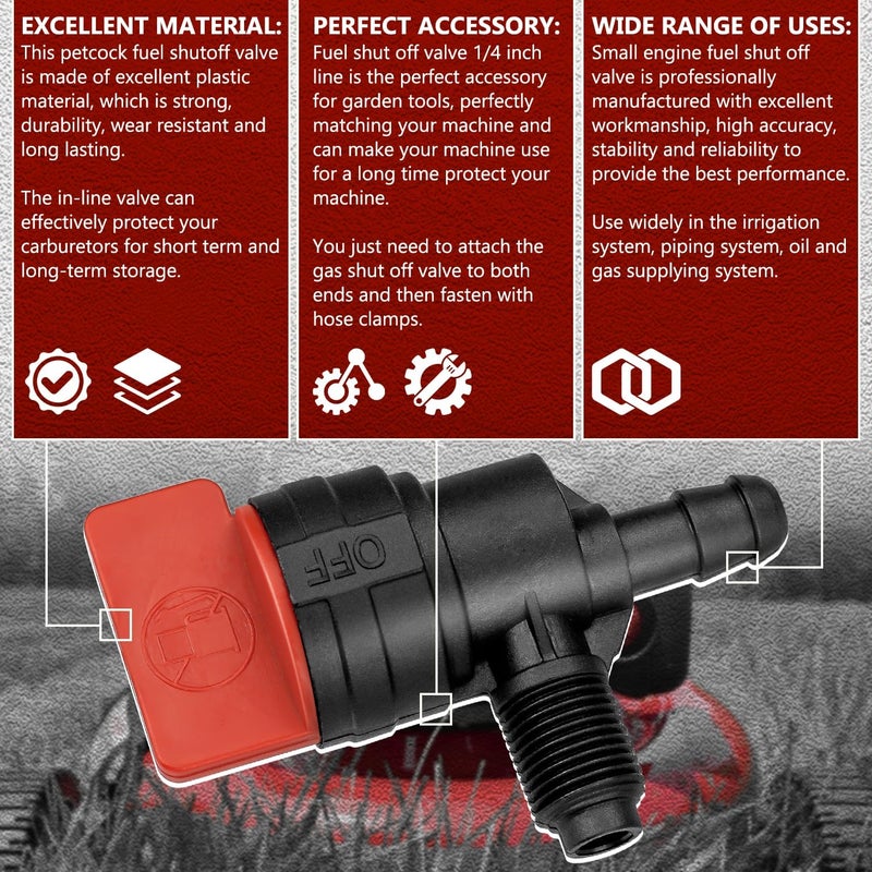 MaxLLTo Replacement 399517 396224 698182 Fuel Shut Off Valve Compatible for Briggs & Stratton for 1/4" ID Fuel Line Lawn Mower Garden Tractor Pack of 1 - Image 4